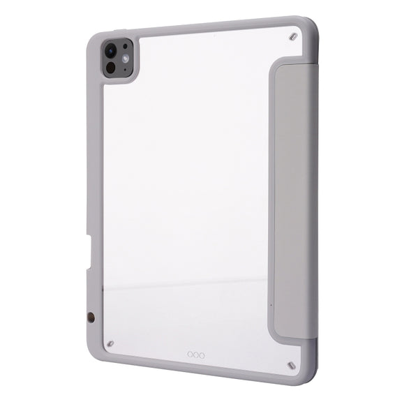 For iPad Pro 11 2024 Deformation Transparent Acrylic Leather Tablet Case(Grey)