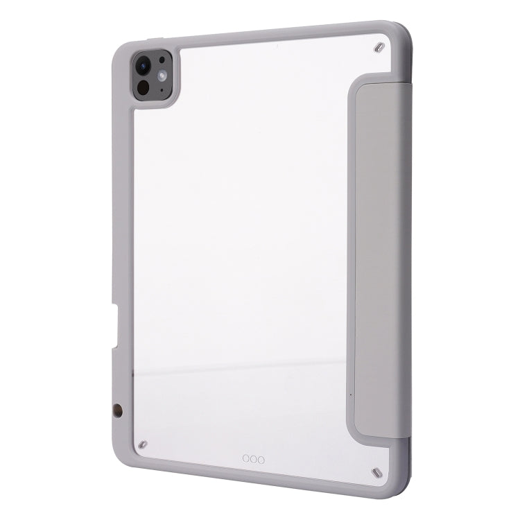 For iPad Pro 11 2024 Deformation Transparent Acrylic Leather Tablet Case(Grey)