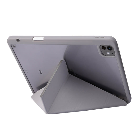 For iPad Pro 11 2024 Deformation Transparent Acrylic Leather Tablet Case(Grey)
