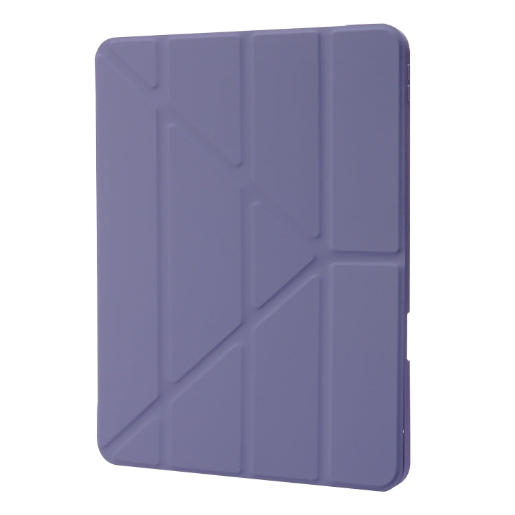 For iPad Pro 11 2024 Deformation Transparent Acrylic Leather Tablet Case(Lavender Grey)