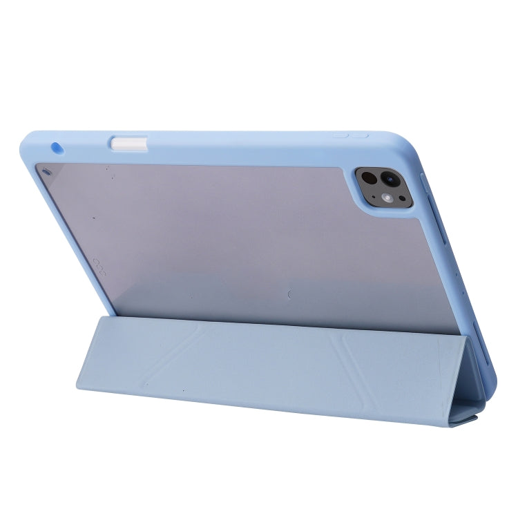 For iPad Pro 11 2024 Deformation Transparent Acrylic Leather Tablet Case(Dark Blue)