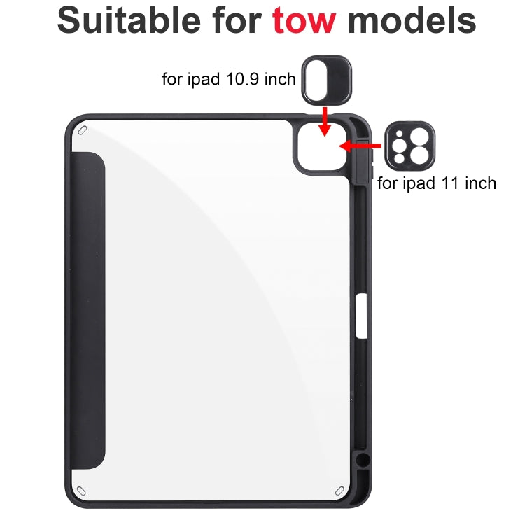 For iPad Air 11 2024 Acrylic 3-folding Smart Leather Tablet Case(Black)