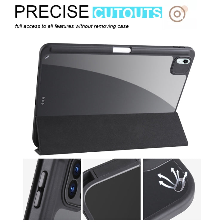 For iPad Air 11 2024 Acrylic 3-folding Smart Leather Tablet Case(Black)