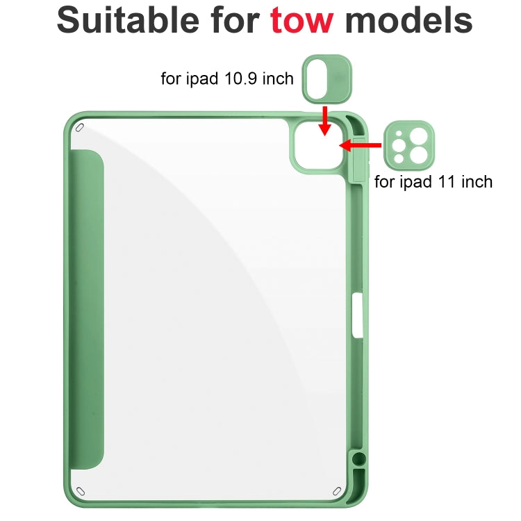 For iPad Air 11 2024 Acrylic 3-folding Smart Leather Tablet Case(Green)