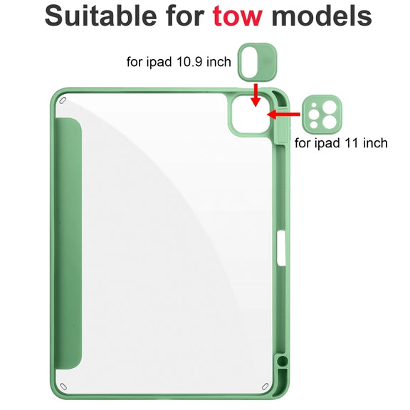 For iPad Air 11 2024 Acrylic 3-folding Smart Leather Tablet Case(Green)
