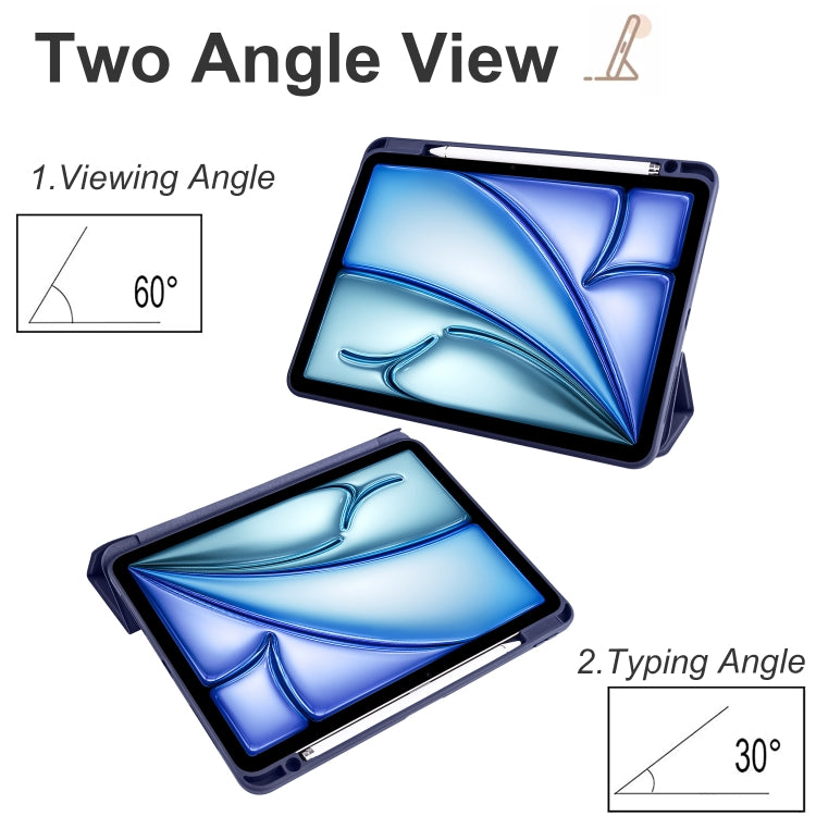 For iPad Air 11 2024 / 2025 Acrylic 3-folding Smart Leather Tablet Case(Dark Blue)
