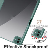 For iPad Pro 11 2024 Acrylic 3-folding Smart Leather Tablet Case(Dark Green)