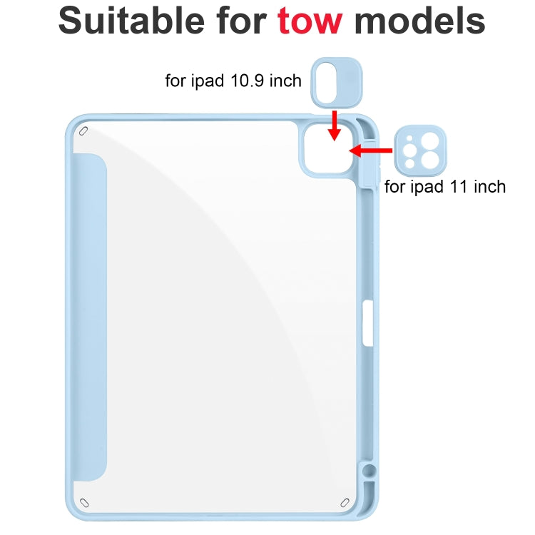 For iPad Pro 11 2024 Acrylic 3-folding Smart Leather Tablet Case(Sky Blue)