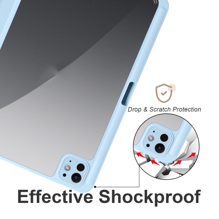 For iPad Pro 11 2024 Acrylic 3-folding Smart Leather Tablet Case(Sky Blue)