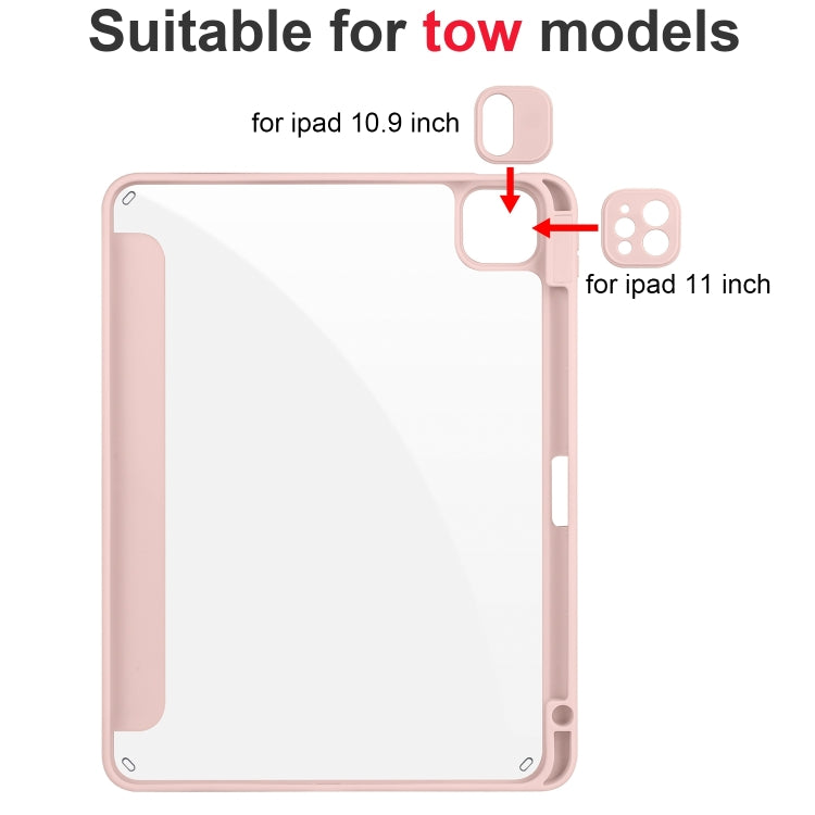 For iPad Pro 11 2024 Acrylic 3-folding Smart Leather Tablet Case(Pink)