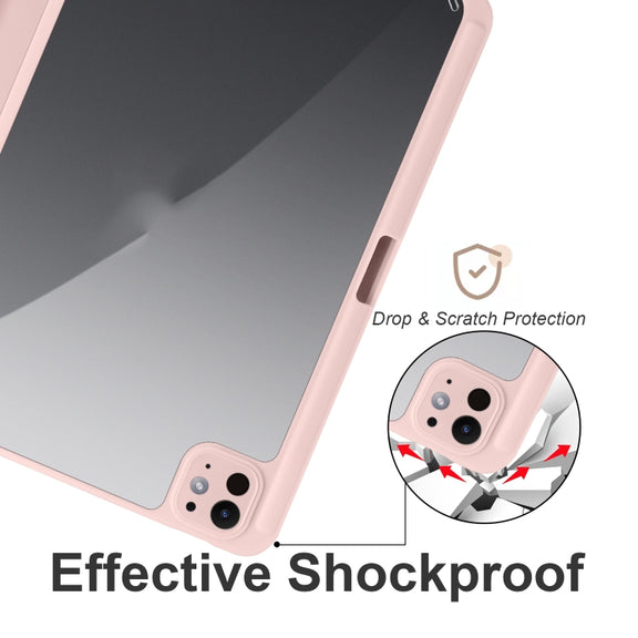 For iPad Pro 11 2024 Acrylic 3-folding Smart Leather Tablet Case(Pink)