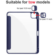 For iPad Pro 11 2024 Acrylic 3-folding Smart Leather Tablet Case(Dark Blue)