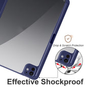 For iPad Pro 11 2024 Acrylic 3-folding Smart Leather Tablet Case(Dark Blue)