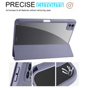 For iPad Pro 11 2024 Acrylic 3-folding Smart Leather Tablet Case(Purple)