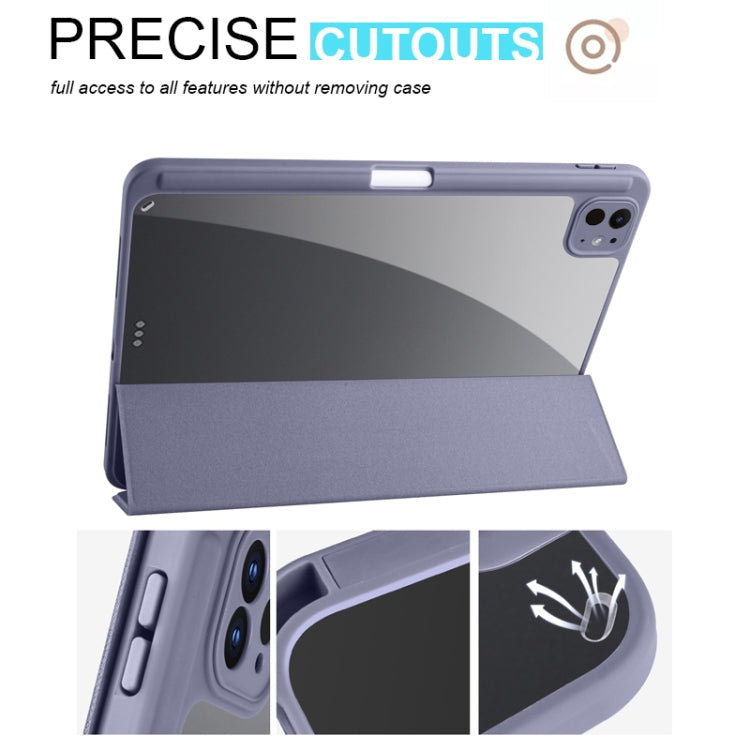 For iPad Pro 11 2024 Acrylic 3-folding Smart Leather Tablet Case(Purple)