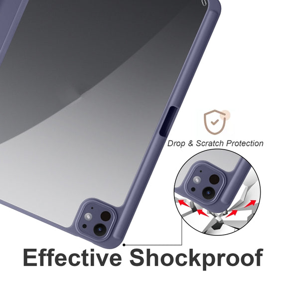 For iPad Pro 11 2024 Acrylic 3-folding Smart Leather Tablet Case(Purple)