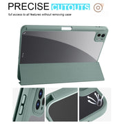 For iPad Pro 13 2024 Acrylic 3-folding Smart Leather Tablet Case(Dark Green)
