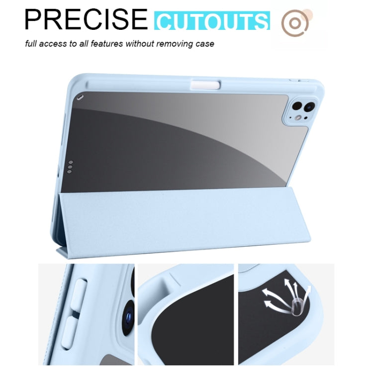 For iPad Pro 13 2024 Acrylic 3-folding Smart Leather Tablet Case(Sky Blue)