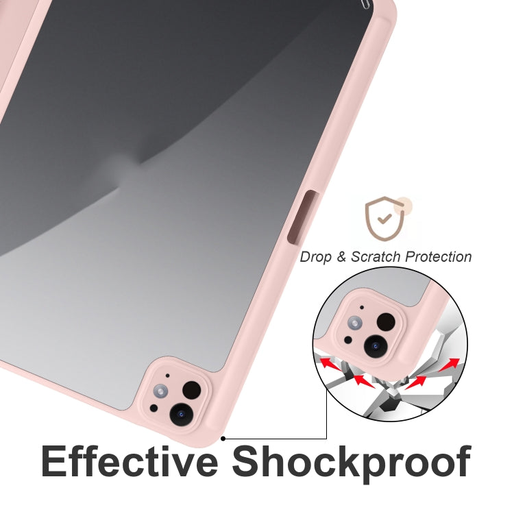 For iPad Pro 13 2024 Acrylic 3-folding Smart Leather Tablet Case(Pink)