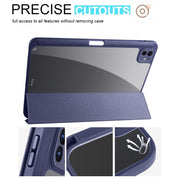 For iPad Pro 13 2024 Acrylic 3-folding Smart Leather Tablet Case(Dark Blue)