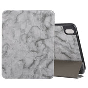 For iPad Air 11 2024 / 2025 Three-fold Marble Texture Protective Tablet Case with Pen Slot(Black Gray)