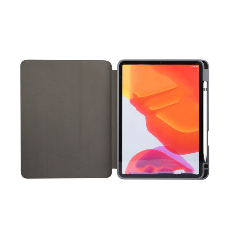 For iPad Air 11 2024 / 2025 Three-fold Marble Texture Protective Tablet Case with Pen Slot(Black Gray)
