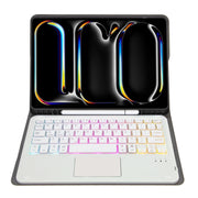 For iPad Pro 11 2024 A13B-AS Lambskin Texture Backlight Bluetooth Touch Keyboard Leather Tablet Case with Pen Slot(Rose Gold)