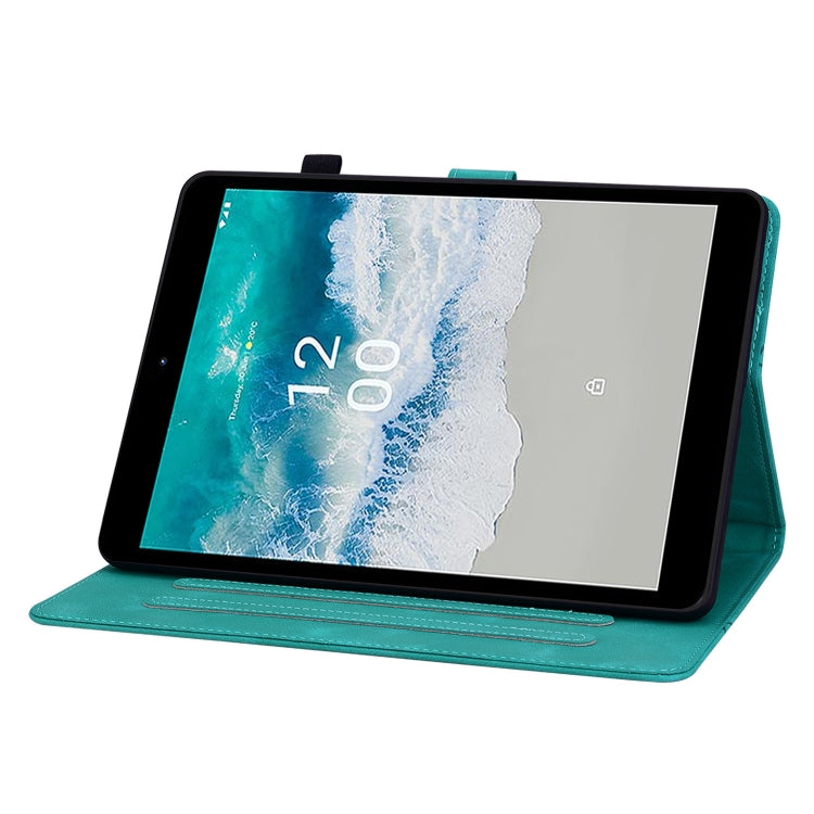 For Nokia T21 Lily Embossed Leather Tablet Case(Green)