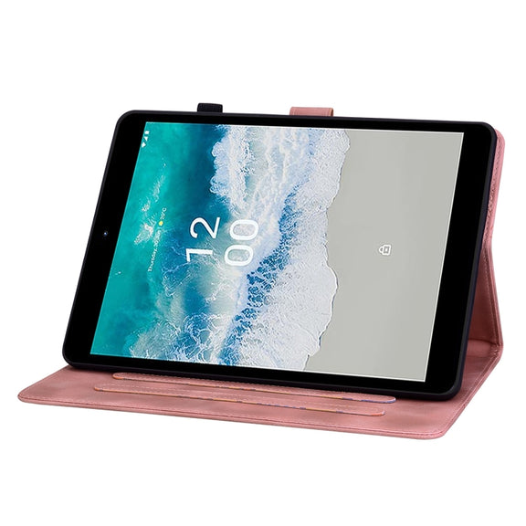For Nokia T21 Lily Embossed Leather Tablet Case(Pink)