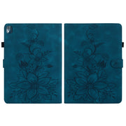 For Nokia T21 Lily Embossed Leather Tablet Case(Dark Blue)