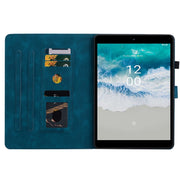 For Nokia T21 Lily Embossed Leather Tablet Case(Dark Blue)