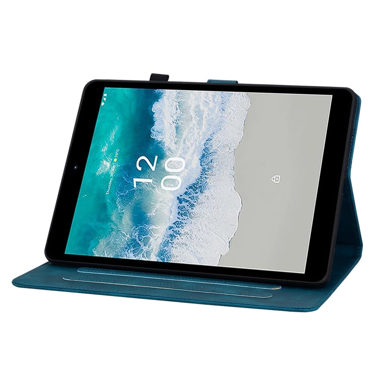For Nokia T21 Lily Embossed Leather Tablet Case(Dark Blue)