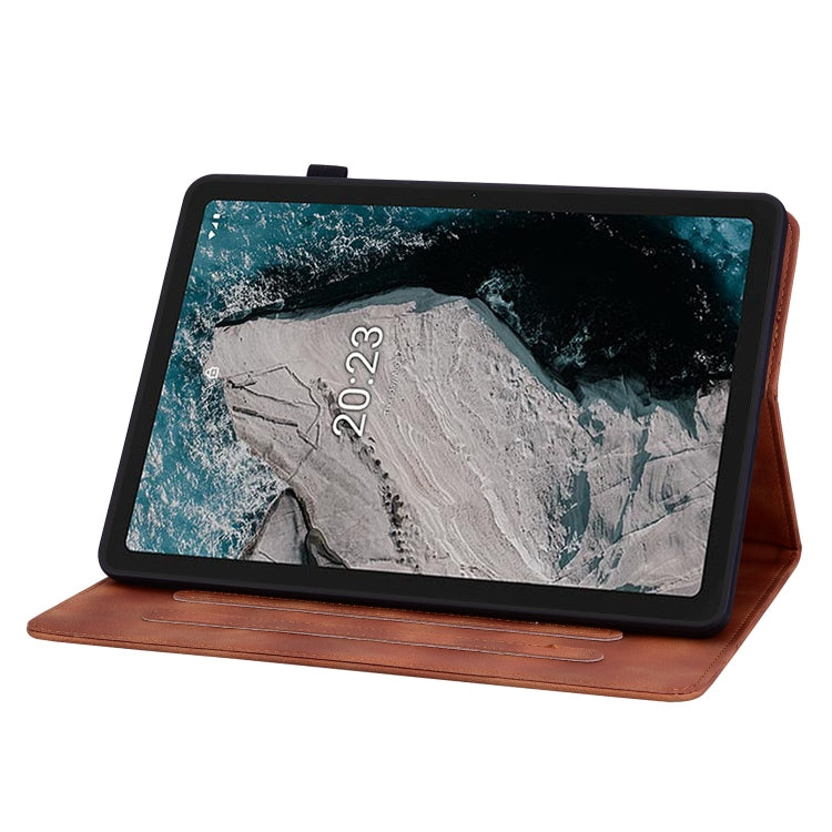 For Nokia T20 10.4 2021 Lily Embossed Leather Tablet Case(Brown)