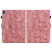 For Nokia T20 10.4 2021 Lily Embossed Leather Tablet Case(Pink)