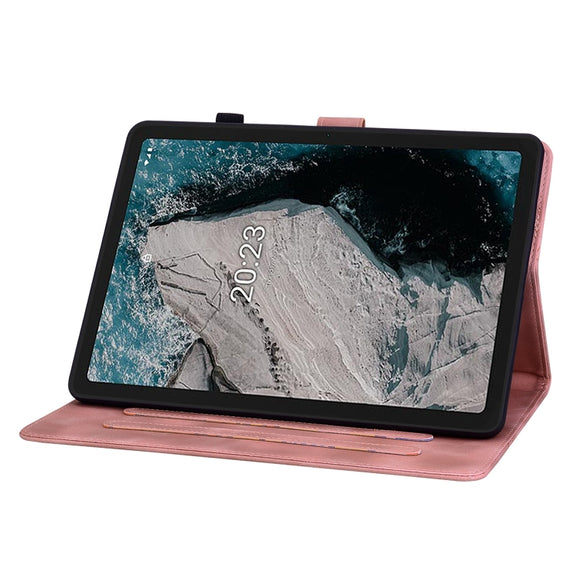 For Nokia T20 10.4 2021 Lily Embossed Leather Tablet Case(Pink)