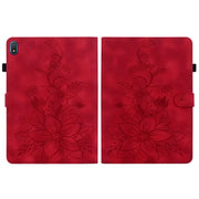 For Nokia T20 10.4 2021 Lily Embossed Leather Tablet Case(Red)