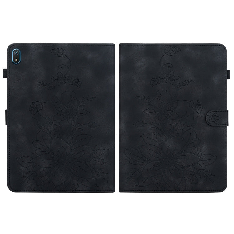 For Nokia T20 10.4 2021 Lily Embossed Leather Tablet Case(Black)