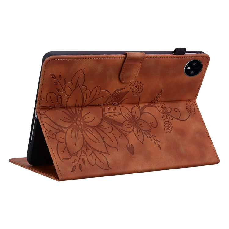 For Huawei MatePad Pro 11 2022 Lily Embossed Leather Tablet Case(Brown)