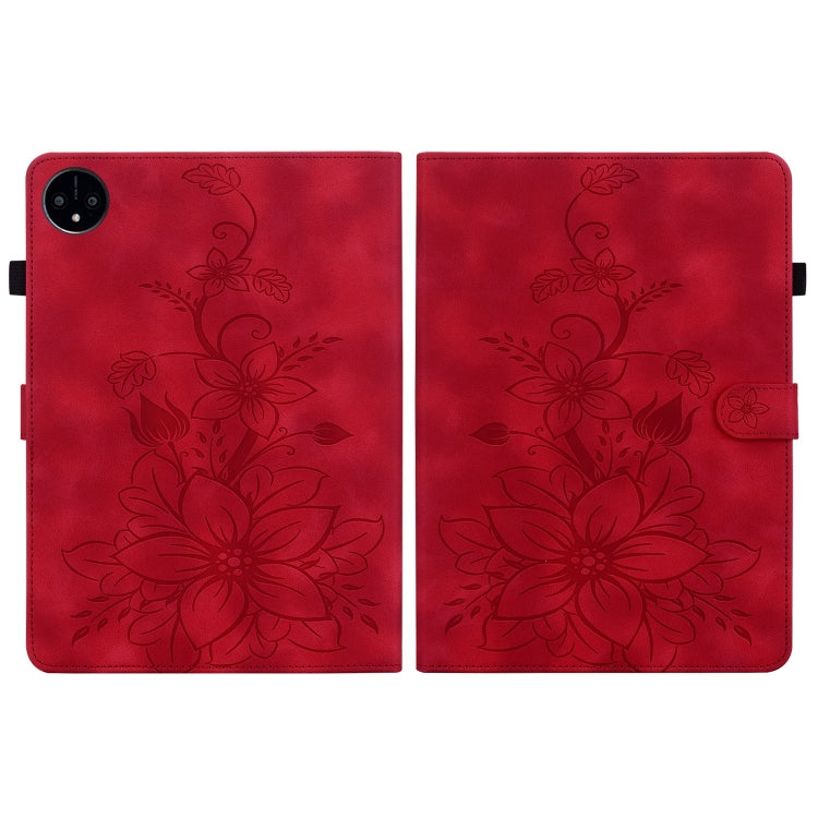 For Huawei MatePad Pro 11 2022 Lily Embossed Leather Tablet Case(Red)