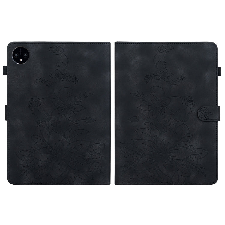 For Huawei MatePad Pro 11 2022 Lily Embossed Leather Tablet Case(Black)