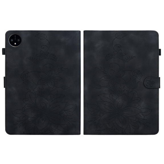 For Huawei MatePad Pro 11 2022 Lily Embossed Leather Tablet Case(Black)
