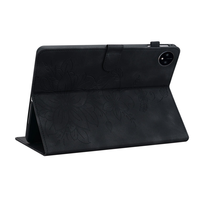 For Huawei MatePad Pro 11 2022 Lily Embossed Leather Tablet Case(Black)