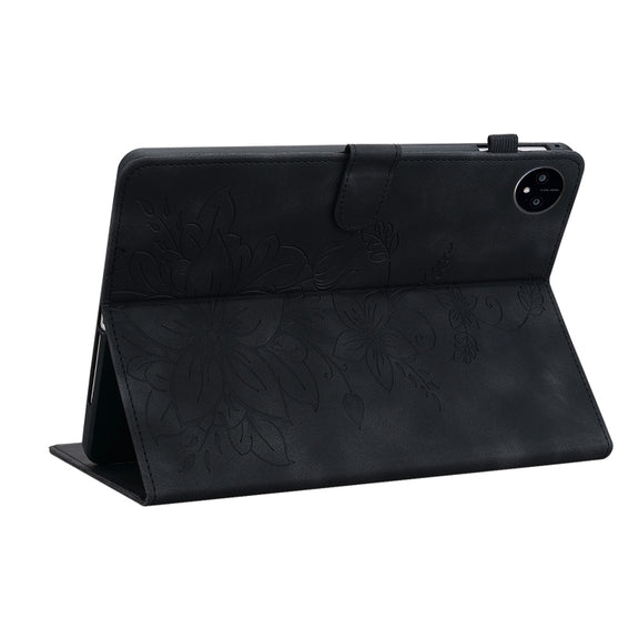 For Huawei MatePad Pro 11 2022 Lily Embossed Leather Tablet Case(Black)