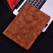For Huawei MatePad SE 10.4 Lily Embossed Leather Tablet Case(Brown)