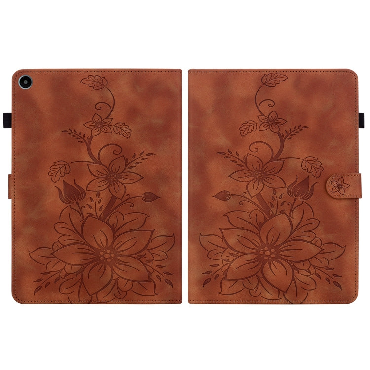 For Huawei MatePad SE 10.4 Lily Embossed Leather Tablet Case(Brown)