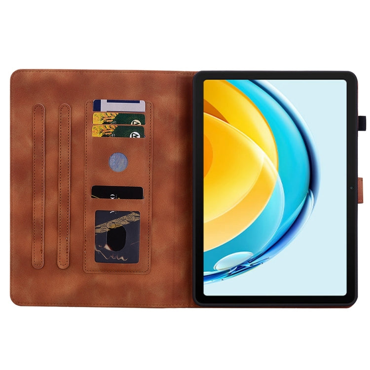 For Huawei MatePad SE 10.4 Lily Embossed Leather Tablet Case(Brown)
