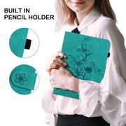For Huawei MatePad SE 10.4 Lily Embossed Leather Tablet Case(Green)