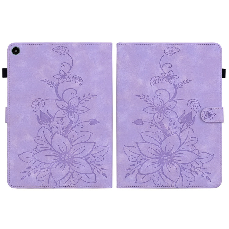 For Huawei MatePad SE 10.4 Lily Embossed Leather Tablet Case(Purple)