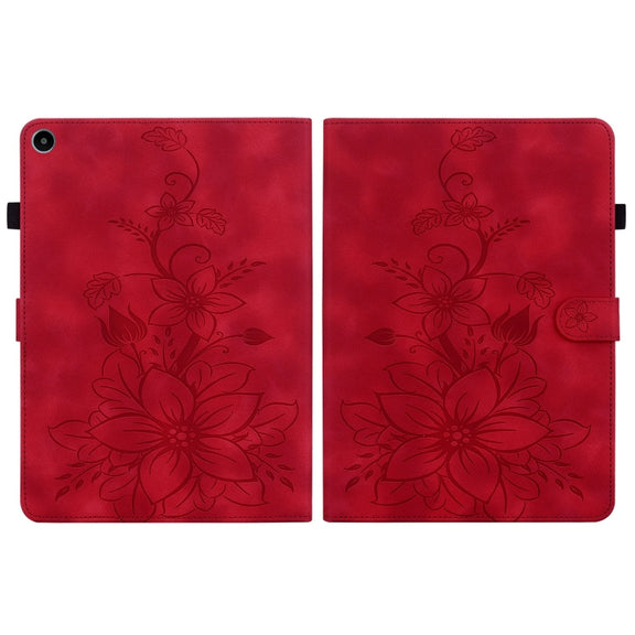 For Huawei MatePad SE 10.4 Lily Embossed Leather Tablet Case(Red)