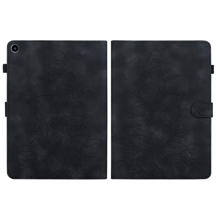 For Huawei MatePad SE 10.4 Lily Embossed Leather Tablet Case(Black)